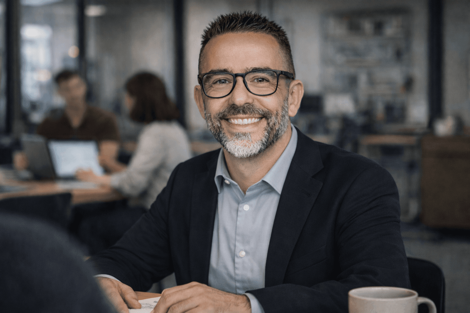 Gustavo Santos em ambiente profissional, representando direção, clareza e experiência aplicada